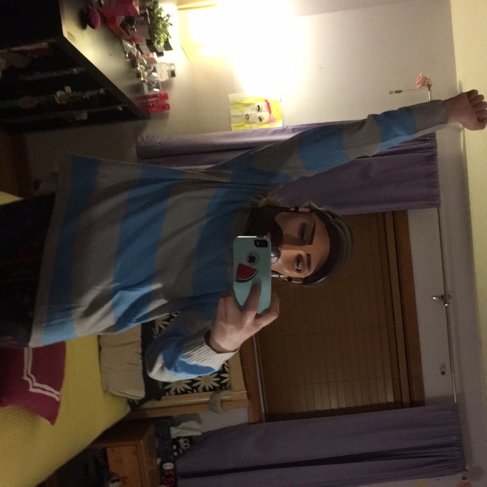 Back Button up striped sweater